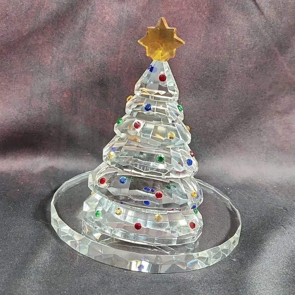 🩵NIB PartyLite Crystal Christmas Tree Tealight Candle Holder & Red Velvet Bag - Picture 4 of 9